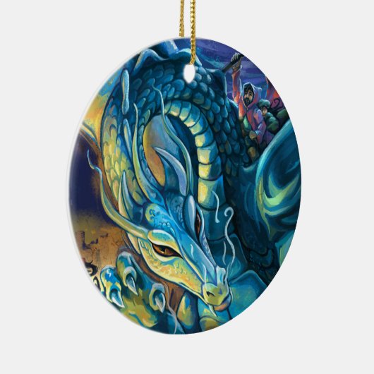 Blue Dragon Rider Keramik Ornament (Rechts)