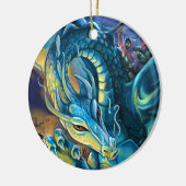 Blue Dragon Rider Keramik Ornament (Links)
