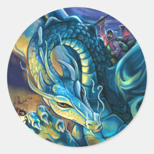 Blue Dragon Rider Runder Aufkleber