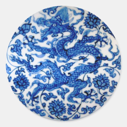 Blue Dragon Runder Aufkleber (Vorderseite)