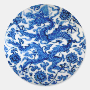 Blue Dragon Runder Aufkleber