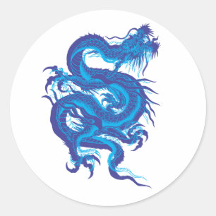blue.dragon runder aufkleber