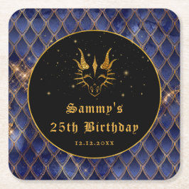 Blue Dragon Scales Gold Imitate Glitzer Geburtstag Rechteckiger Pappuntersetzer