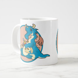 Blue Dragon spielt mit einer Figur des gestopften Jumbo-Tasse