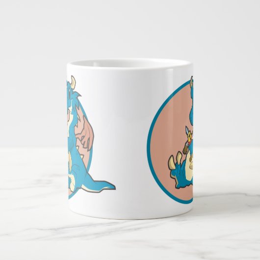 Blue Dragon spielt mit einer Figur des gestopften Jumbo-Tasse (Vorderseite)
