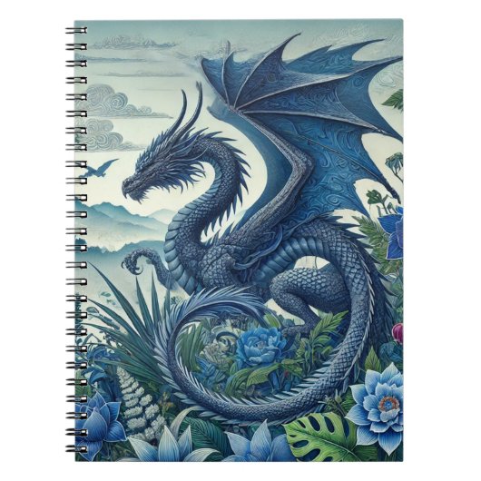 Blue Dragon Spiral Notebook | Fantasy-gepriesen Notizblock (Vorderseite)