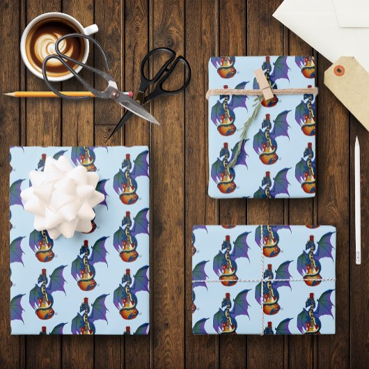 Blue Dragon Sunburst Gitarre Geschenkpapier Set