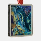 Blue Dragon und Rider Silbernes Ornament (Rechts)