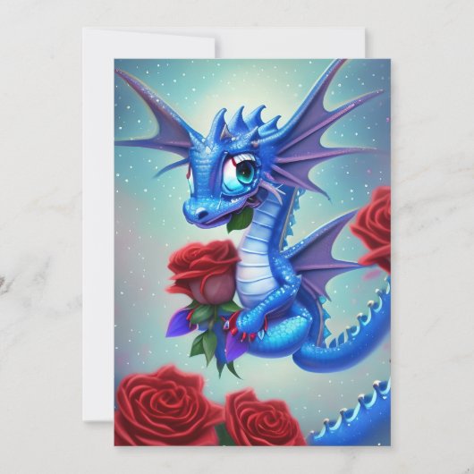 Blue Dragon Valentine Feiertagskarte (Vorderseite)