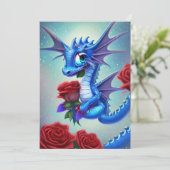 Blue Dragon Valentine Feiertagskarte (Stehend Vorderseite)