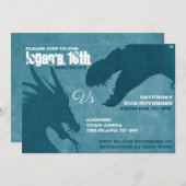 Blue Dragon VS T-Rex Silhouette Einladungen (Vorne/Hinten)