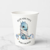 Blue Dragon Watercolor Babydusche Pappbecher (Vorderseite)
