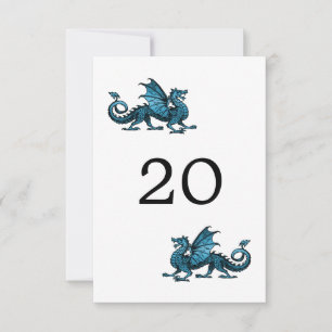 Blue Dragon Wedding Table Card Einladung