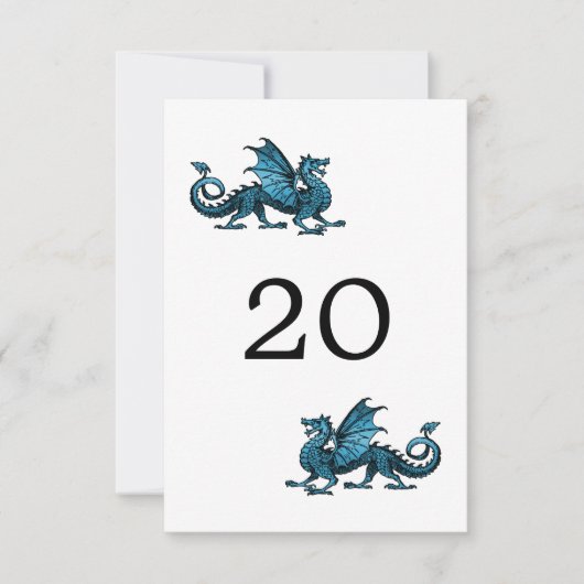 Blue Dragon Wedding Table Card Einladung (Vorderseite)