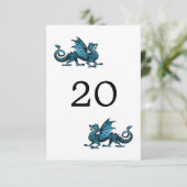 Blue Dragon Wedding Table Card Einladung (Stehend Vorderseite)