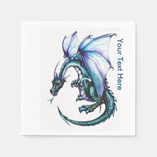 Blue Dragon White Cocktail Paper Napkins Serviette (Vorderseite)