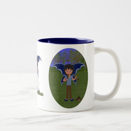 Blue Dragon Winged Musical Boy Fee Zweifarbige Tasse (Rechts)