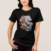 Blue Dragon with Cherry Blossoms Art Tri-Blend Shirt (Vorderseite)