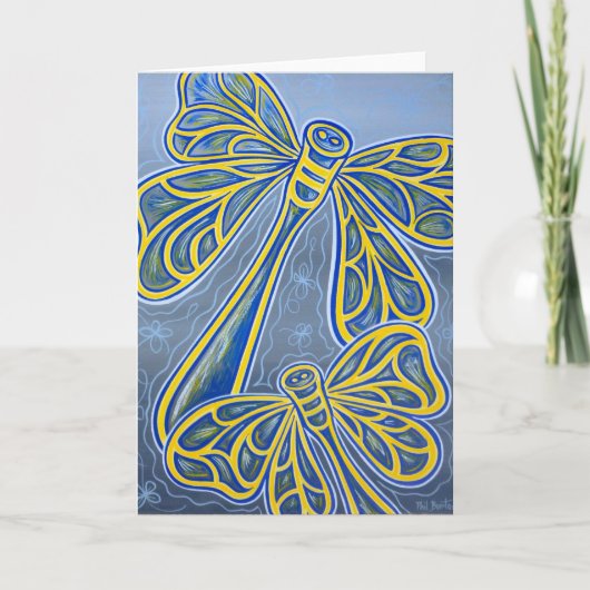 Blue Dragonflies Greeting Karte (Vorderseite)