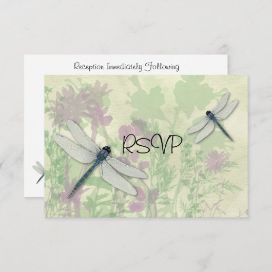 Blue Dragonflies Hochzeitempfang UAWG Einladung (Vorne/Hinten)