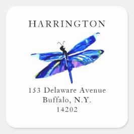 Blue Dragonfly Address Labels Elegantes Nature-The Quadratischer Aufkleber