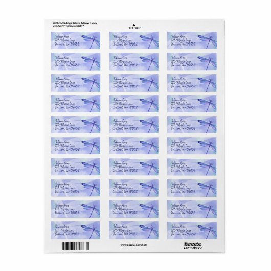 Blue Dragonfly Address Mailing Label (Vorne)