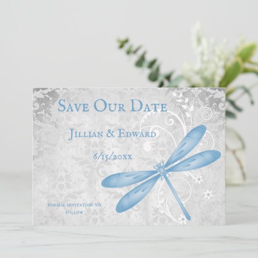 Blue Dragonfly Ankündigung Datum freihalten (Stehend Vorderseite)