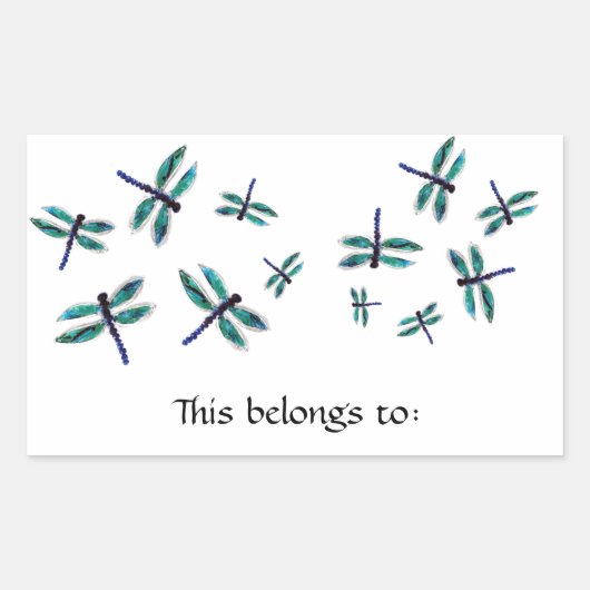 Blue Dragonfly Art tanzen Rechteckiger Aufkleber (Vorderseite)