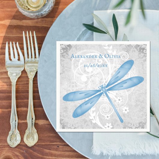 Blue Dragonfly Brautparty Napkin Serviette