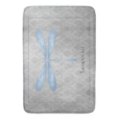 Blue Dragonfly Damask Badematte (Vorderseite Vertikal)
