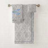 Blue Dragonfly Damask Badhandtuch Set (Insitu)