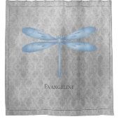 Blue Dragonfly Damask Duschvorhang (Vorderseite)