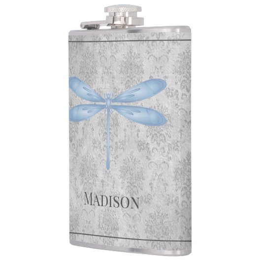 Blue Dragonfly Damask Flask Flachmann (Links)