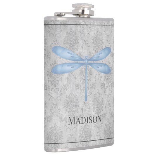 Blue Dragonfly Damask Flask Flachmann (Rechts)