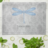 Blue Dragonfly Damask Geschirrtuch (Gefaltet)