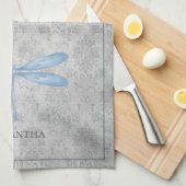 Blue Dragonfly Damask Geschirrtuch (Viertel Falte)