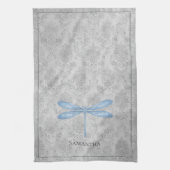 Blue Dragonfly Damask Geschirrtuch (Vertikal)