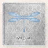Blue Dragonfly Damask Glasuntersetzer (Vorderseite)