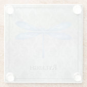 Blue Dragonfly Damask Glasuntersetzer (Rückseite)