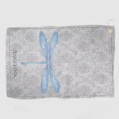 Blue Dragonfly Damask Golfhandtuch (Horizontal)