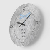 Blue Dragonfly Damask Große Wanduhr (Winkel)