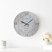 Blue Dragonfly Damask Große Wanduhr (Zuhause)