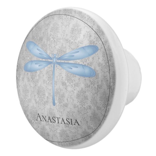 Blue Dragonfly Damask Keramikknauf (Rechts)