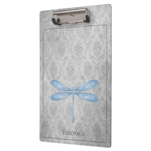Blue Dragonfly Damask Klemmbrett (Links)
