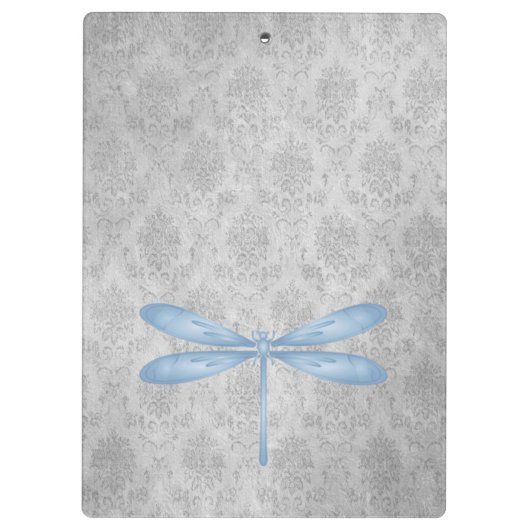Blue Dragonfly Damask Klemmbrett (Rückseite)