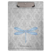 Blue Dragonfly Damask Klemmbrett (Vorderseite)