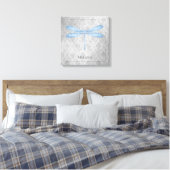 Blue Dragonfly Damask Leinwanddruck (Insitu (Schlafzimmer))