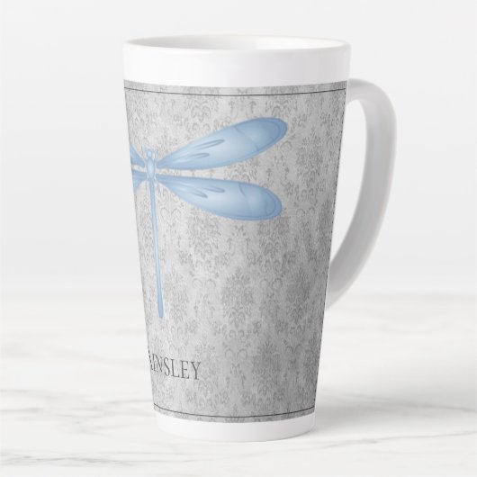 Blue Dragonfly Damask Milchtasse (Rechte Ecke)