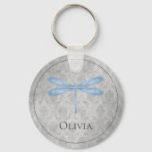 Blue Dragonfly Damask Schlüsselanhänger (Vorderseite)