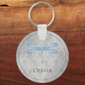 Blue Dragonfly Damask Schlüsselanhänger (Vorderseite)